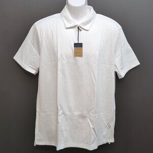 Charles Tyrwhitt Performance Textured Zip Neck Men's Short Sleeve Polo XL White